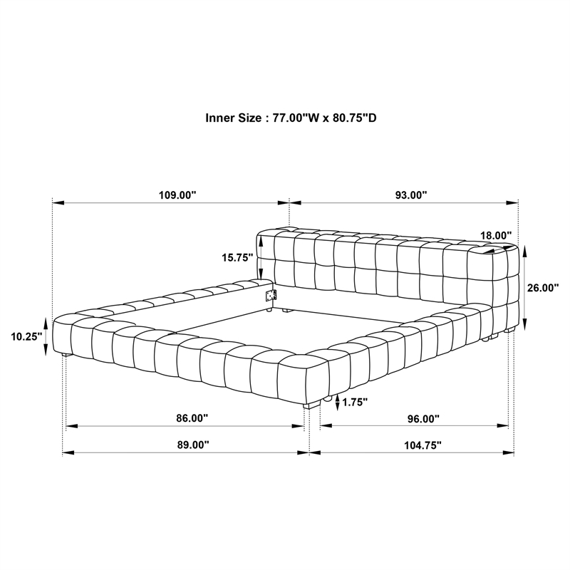 Pemberly Row Split Tufted Upholstered Eastern King Platform Bed in Green