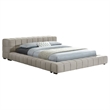 Pemberly Row Split Tufted Upholstered Full Platform Bed in Light Taupe