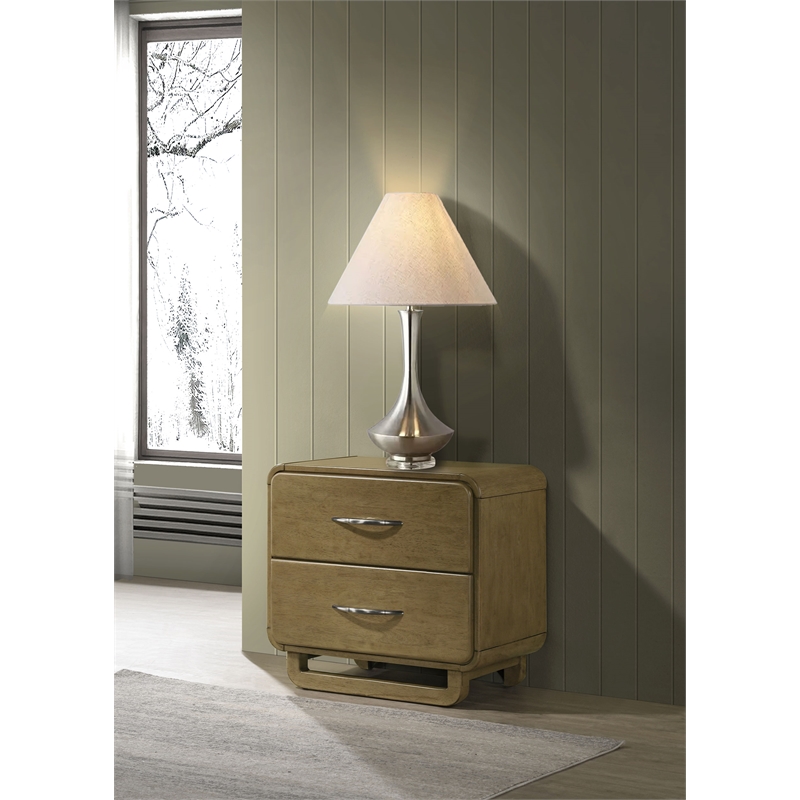 Pemberly Row Modern 2-Drawer Nightstand Bedside Table in Nutmeg
