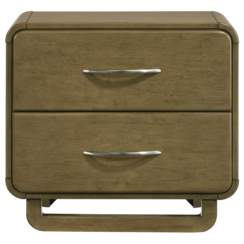 Pemberly Row Modern 2-Drawer Nightstand Bedside Table in Nutmeg