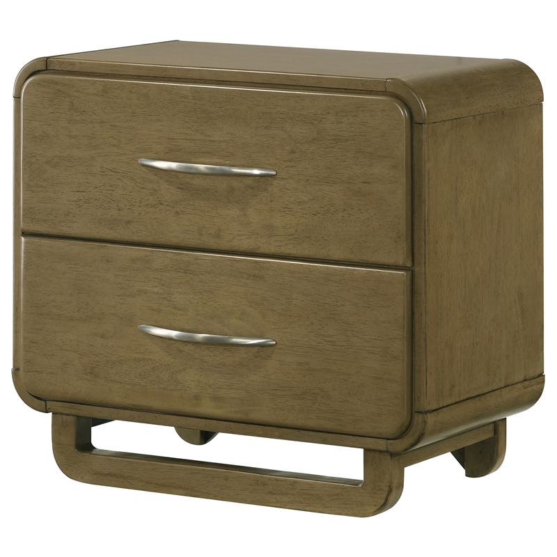 Pemberly Row Modern 2-Drawer Nightstand Bedside Table in Nutmeg