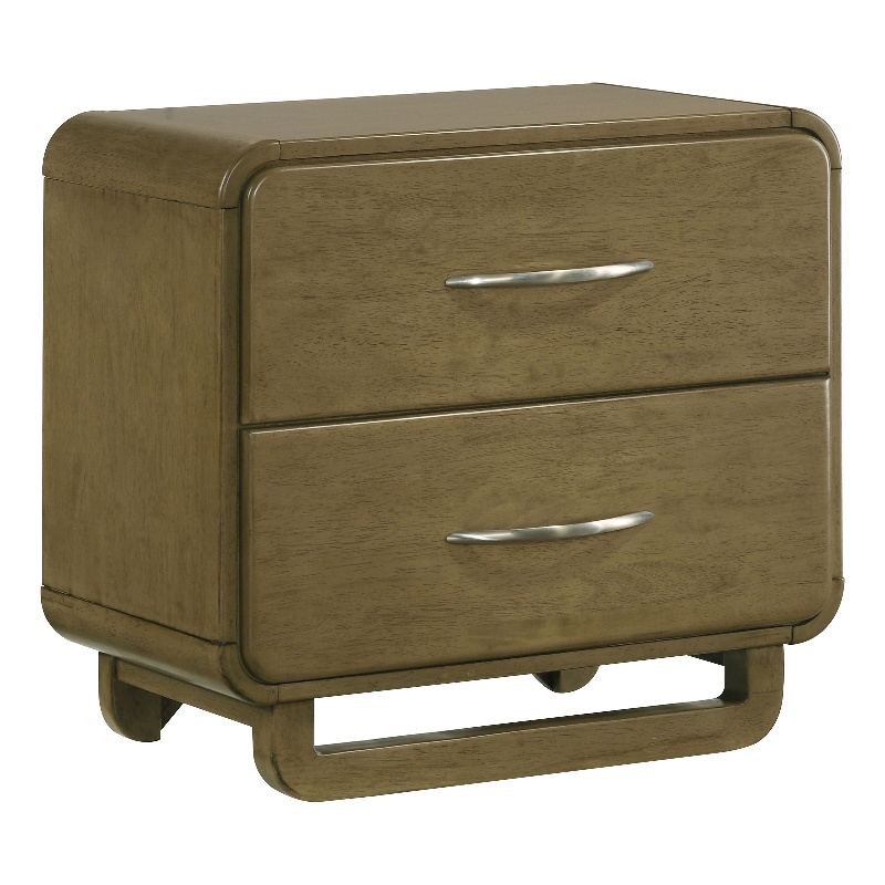 Pemberly Row Modern 2-Drawer Nightstand Bedside Table in Nutmeg