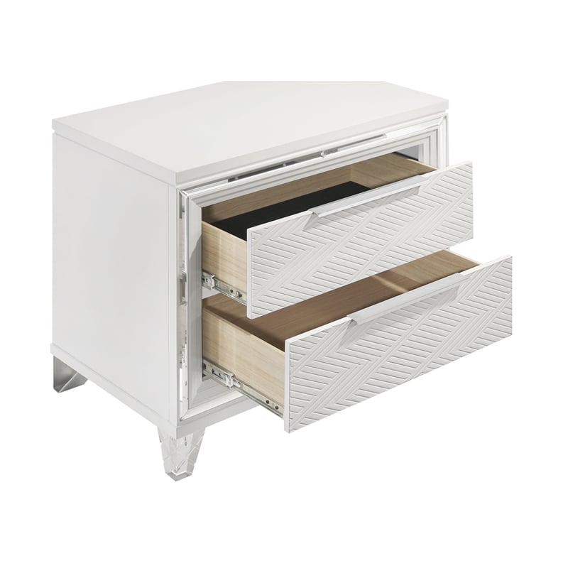 Pemberly Row Italian 2-Drawer Nightstand Bedside Table in White
