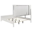Pemberly Row 64 Inch Queen Boucle Upholstered LED Panel Bed in White