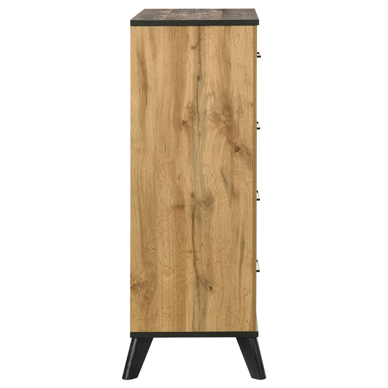 Pemberly Row 4-Drawer Mid-Century Modern Chest in Natural Pine