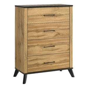 Pemberly Row 4-Drawer Mid-Century Modern Chest in Natural Pine