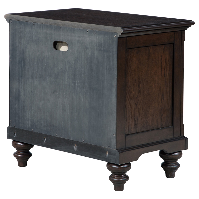 Pemberly Row 1-Drawer Nightstand with Open Cubby in Dark Oak
