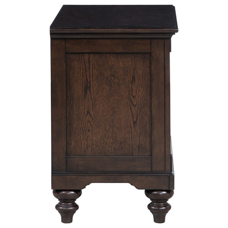 Pemberly Row 1-Drawer Nightstand with Open Cubby in Dark Oak