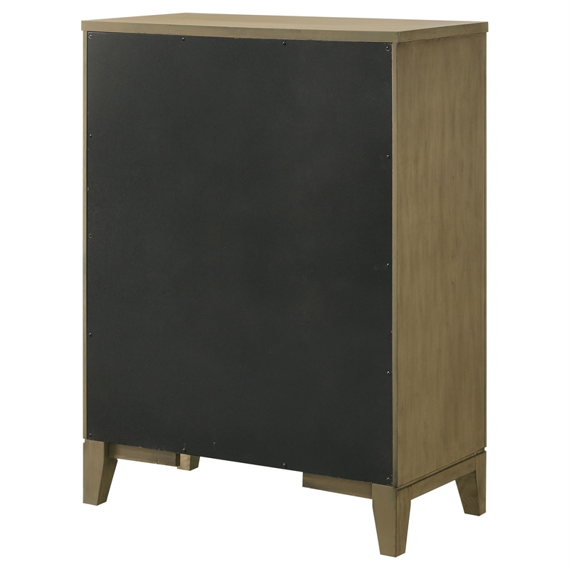 Pemberly Row Transitional 5-Drawer Chest of Drawers in Natural Pine