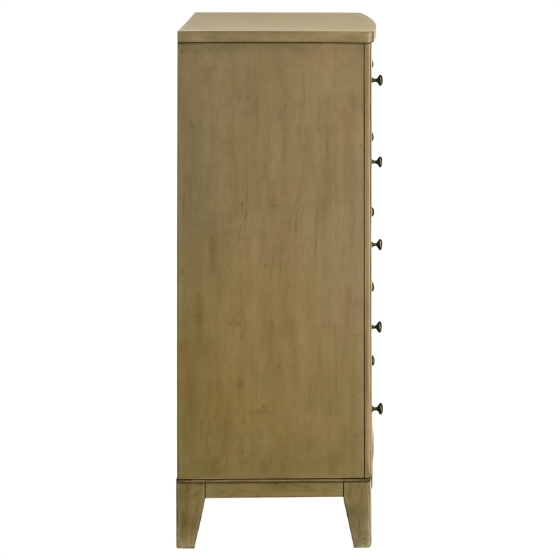 Pemberly Row Transitional 5-Drawer Chest of Drawers in Natural Pine