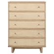 Pemberly Row Coastal 5-Drawer Bedroom Storage Chest in Beige Oak