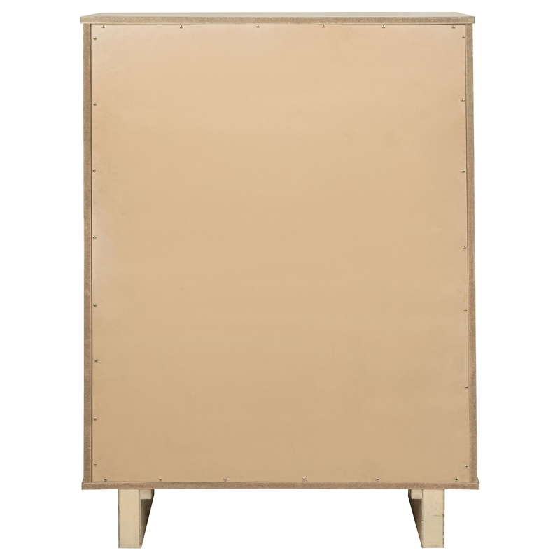 Pemberly Row Coastal 5-Drawer Bedroom Storage Chest in Beige Oak