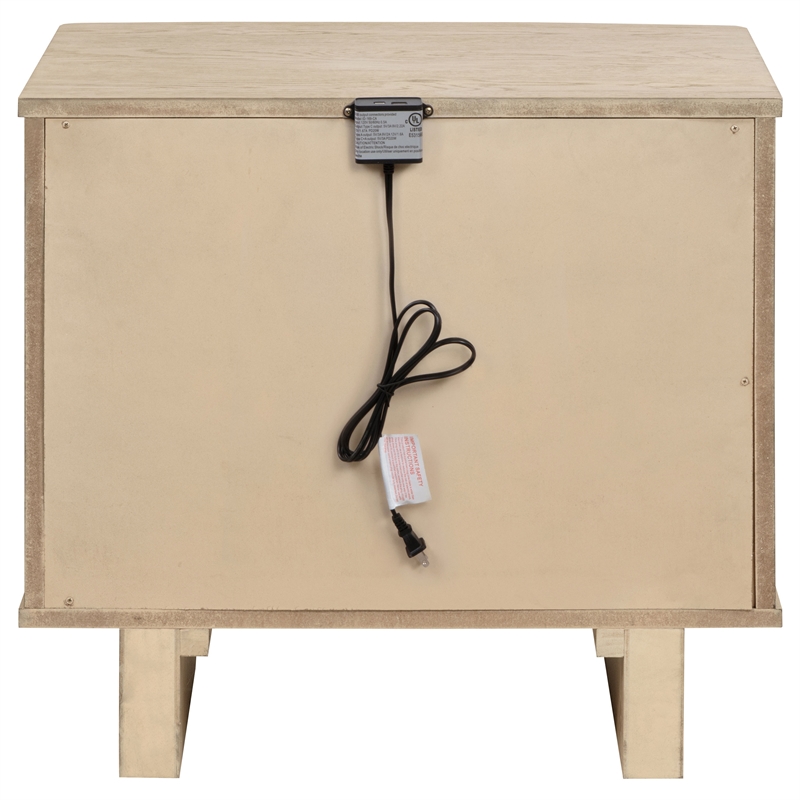 Pemberly Row Coastal 2-Drawer Nightstand Bedside Table in Beige Oak