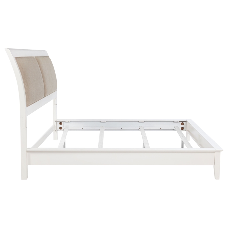 Pemberly Row 56 Inch Upholstered Eastern King Panel Bed in White