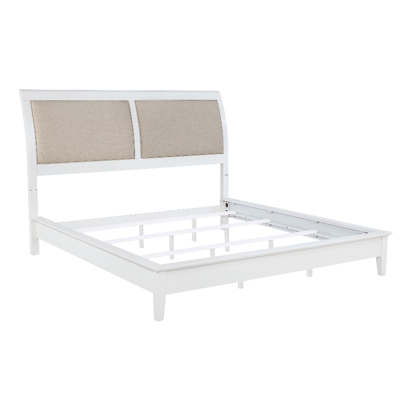 Pemberly Row 56 Inch Upholstered Eastern King Panel Bed in White