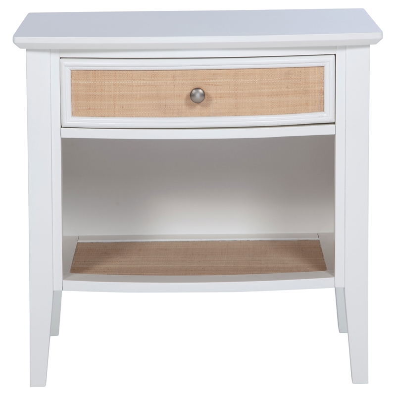 Pemberly Row Coastal 1-Drawer Nightstand Bedside Table in White