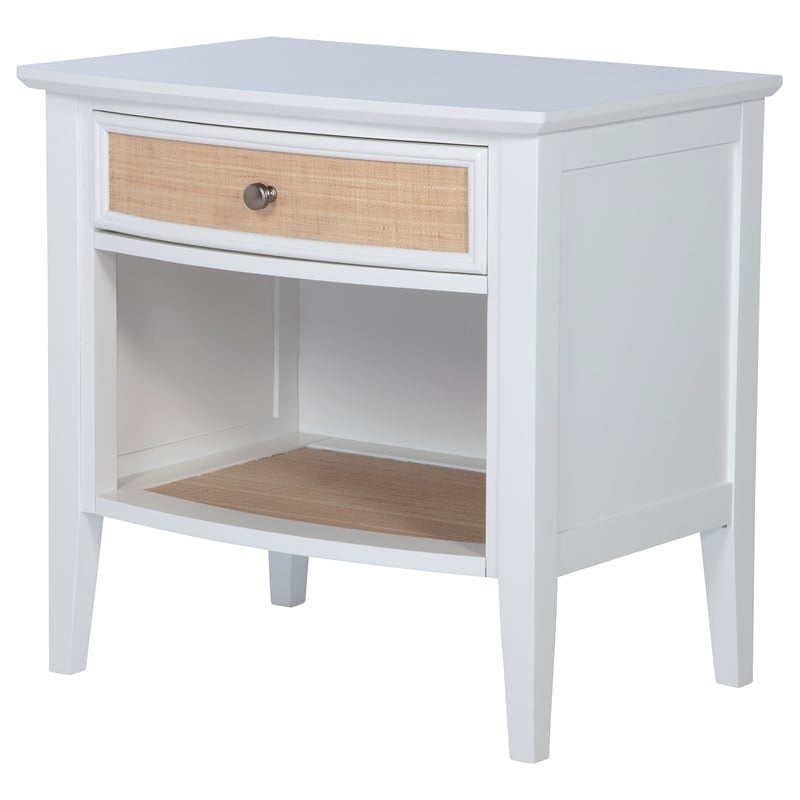 Pemberly Row Coastal 1-Drawer Nightstand Bedside Table in White