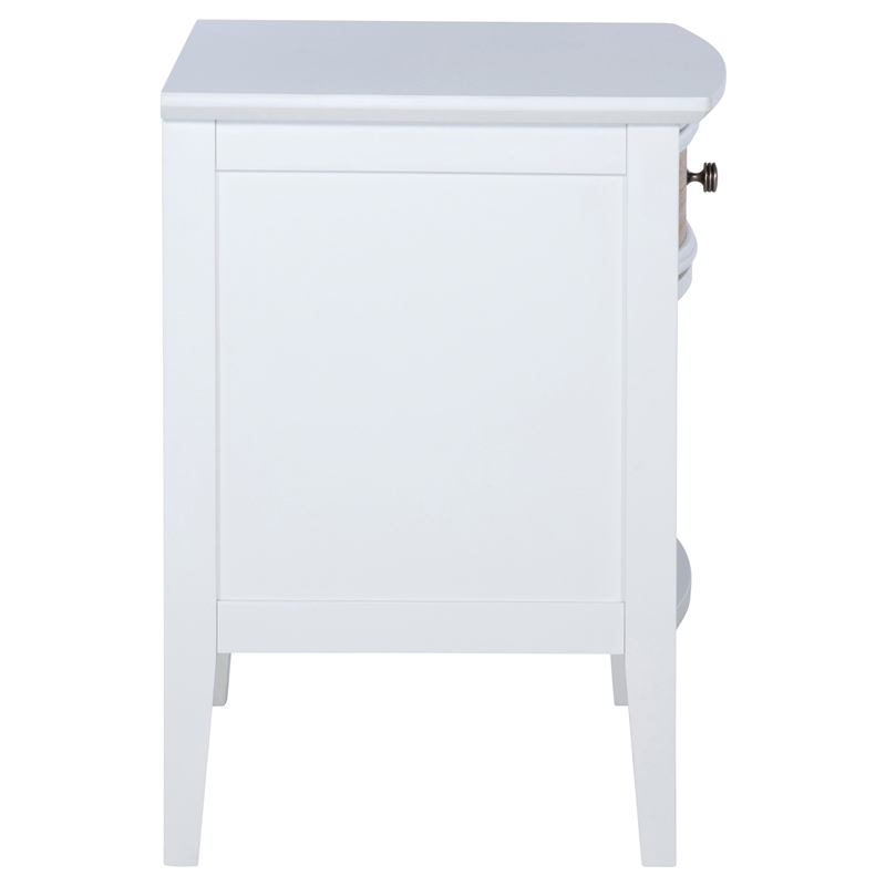 Pemberly Row Coastal 1-Drawer Nightstand Bedside Table in White