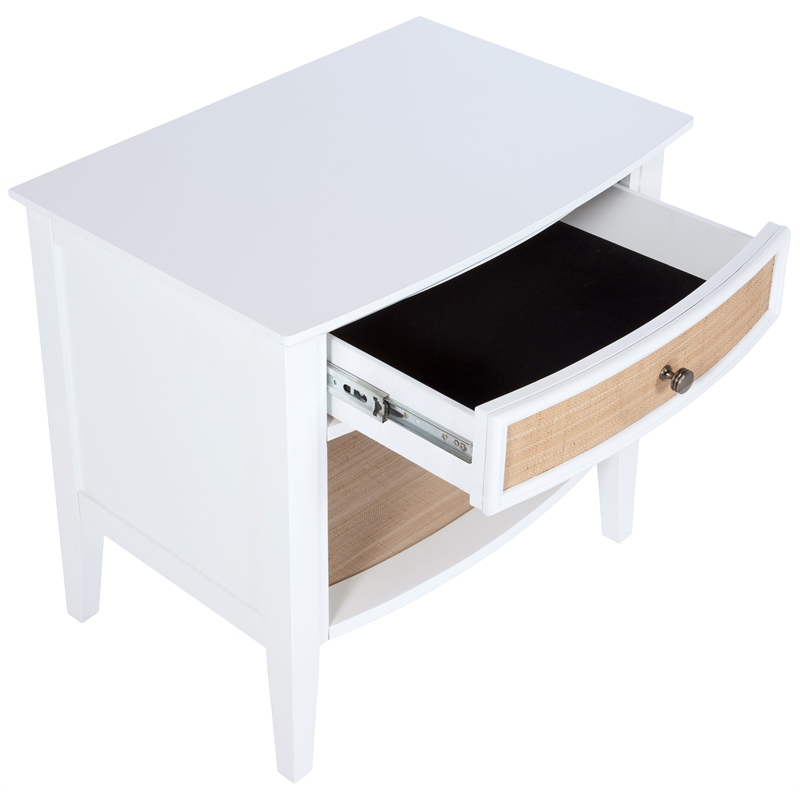 Pemberly Row Coastal 1-Drawer Nightstand Bedside Table in White