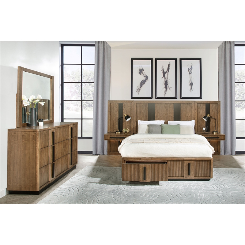 Pemberly Row 5-Piece Eastern King Panel Bedroom Set in Ash Brown