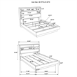 Pemberly Row 4-Piece Queen Bookcase Storage Bedroom Set in Grey Oak