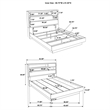 Pemberly Row 5-Piece Queen Bookcase Storage Bedroom Set in Grey Oak