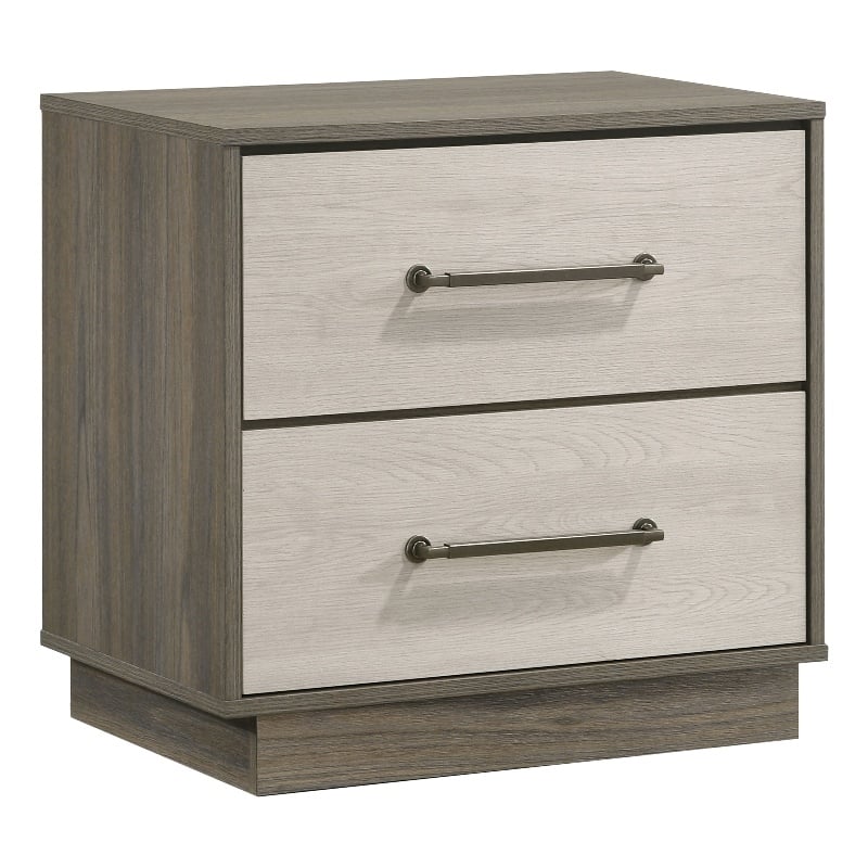 Pemberly Row Modern 2-Drawer Nightstand Bedside Table in Grey Oak