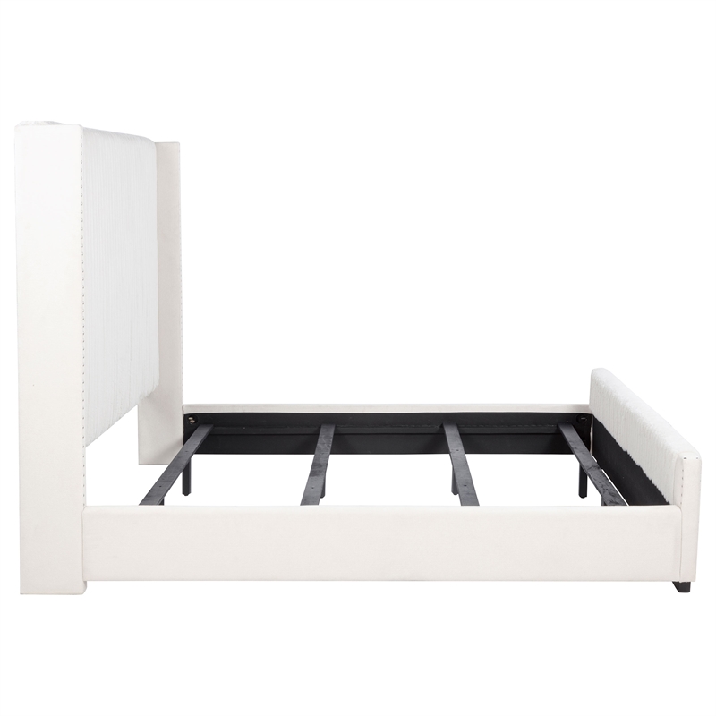 Pemberly Row 65 Inch Upholstered California King Bed in Cream