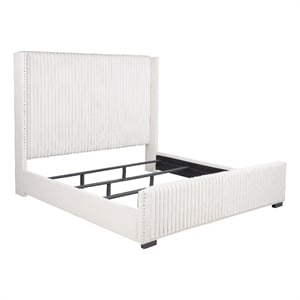 Pemberly Row 65 Inch Upholstered California King Bed in Cream
