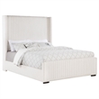 Pemberly Row 65 Inch Upholstered Queen Wingback Bed in Cream
