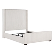 Pemberly Row 65 Inch Upholstered Queen Wingback Bed in Cream