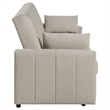 Pemberly Row Convertible Boucle Upholstered Sleeper Sofa Bed in Latte