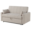 Pemberly Row Convertible Boucle Upholstered Sleeper Sofa Bed in Latte