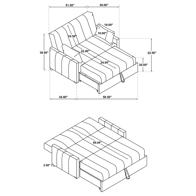 Pemberly Row Convertible Boucle Upholstered Sleeper Sofa Bed in Copper