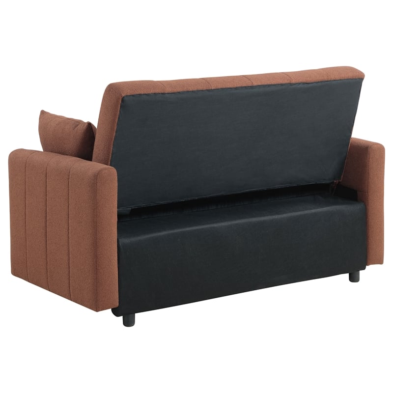 Pemberly Row Convertible Boucle Upholstered Sleeper Sofa Bed in Copper