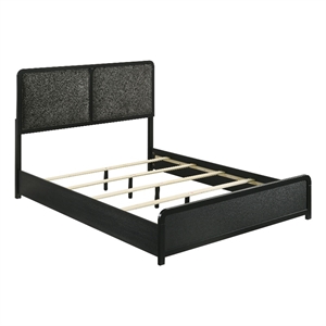 Pemberly Row Mid-Century Eastern King Panel Bed in Black and Charcoal