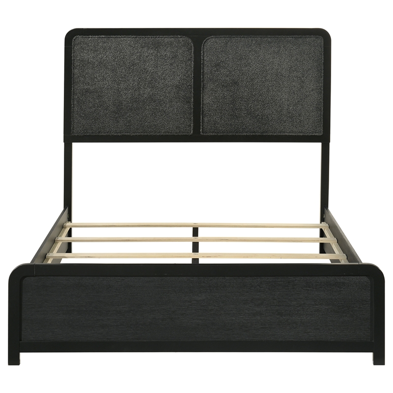 Pemberly Row Mid-Century Full Panel Bed in Black and Charcoal