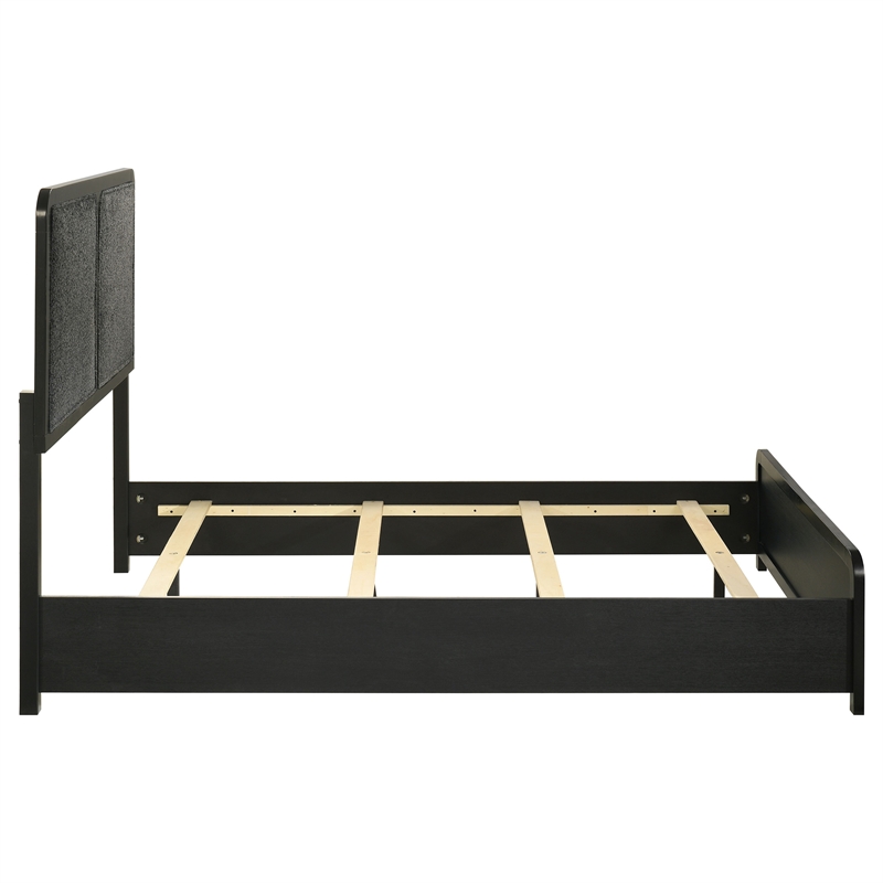 Pemberly Row Mid-Century Full Panel Bed in Black and Charcoal