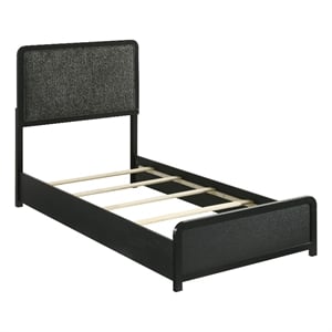 Pemberly Row Mid-Century Twin Panel Bed in Black and Charcoal