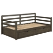 Pemberly Row Twin XL Storage Daybed with Extension Trundle in Grey