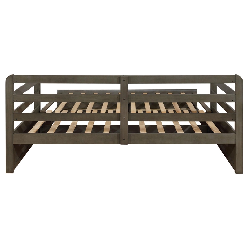 Pemberly Row Twin XL Storage Daybed with Extension Trundle in Grey