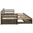 Pemberly Row Twin XL Storage Daybed with Extension Trundle in Grey