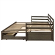 Pemberly Row Twin XL Storage Daybed with Extension Trundle in Grey