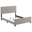 Pemberly Row Grid Tufted Upholstered Eastern King Panel Bed in Beige