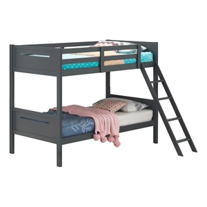 Pemberly Row Convertible Wood Twin Over Twin Bunk Bed in Grey