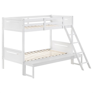 Pemberly Row Convertible Wood Twin Over Full Bunk Bed in White