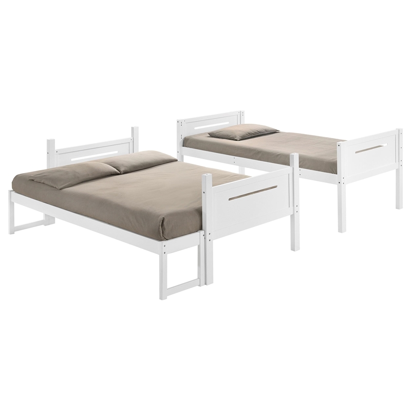 Pemberly Row Convertible Wood Twin Over Full Bunk Bed in White