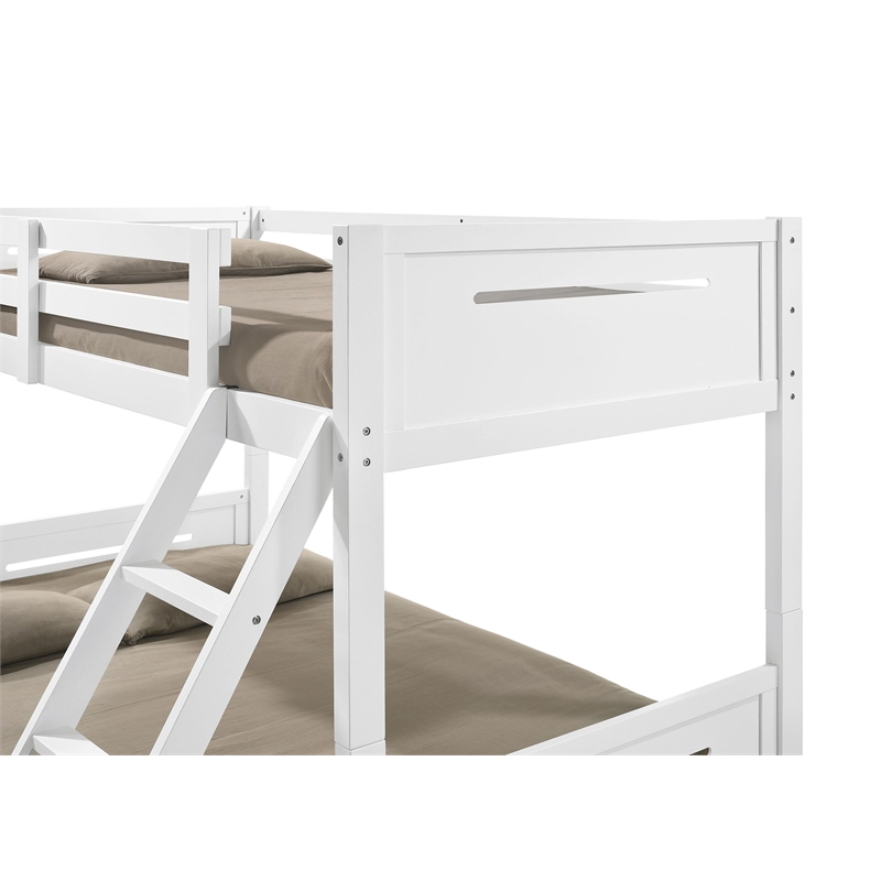 Pemberly Row Convertible Wood Twin Over Full Bunk Bed in White