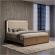 Pemberly Row Eastern King Wood LED Panel Bed in Off White and Light Oak