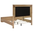 Pemberly Row Queen Wood LED Panel Bed in Off White and Light Oak